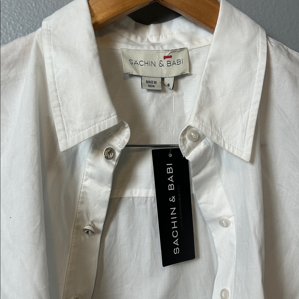 Sachin + Babi Elizabeth Top - White White Shirt Jacket size 4 - Picture 15 of 16